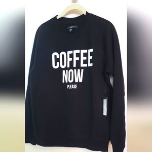 NWT Brunette the Label BTL 🏷size  xs/s COFFEE NOW spellout In White Letters